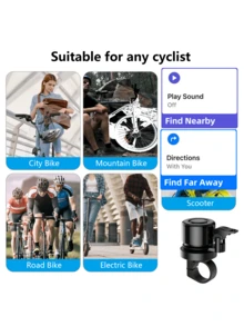 Hidden Anti-Theft GPS Location Bell For Bicycle, Bicycle Bell With Built-In Global Positioning Device, Bicycle Anti-Theft, Bicycle Locator, Outdoor Non-Stop Power, Team Tracking, Remote Precise Search, One-Touch Call Device, Long-Lasting Battery, IP67 Waterproof, GPS Tracker Compatible With "Find My Global" Platform, Suitable For Cycling, Location Tracking, Anti-Theft, Outdoor Activities, Bicycles, Bicycle Accessories, Road Bikes, Mountain Bikes, Mopeds, Motorcycles. Compatible With IOS Only. - Black - View 9