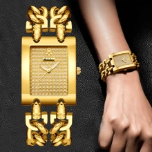 YaLaLuSi YaLaLuSi Brand 1 Piece Hot New Skeleton Chain Ladies Quartz Watch Luxury Rhinestone Decoration Luminous Hands Night Reading Advanced Texture Bright Colour Case Temperament Elegant Breathable Comfortable Wristband Suitable For Work Daily Business School Holiday Party Wear With Strap Adjuster Original Lady Gift For Family Friends Sister Best Friend Holiday Gift Birthday Gift