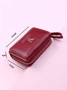 New Women Short Wallet Red Deer Horn Mini Zipper Coin Purse Cartoon Tri-Fold Snap Card Holder - Burgundy - View 6