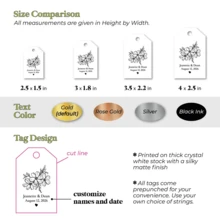 Personalisierte florale Hochzeitsbegünstigungsetiketten, Goldfolie, kundenspezifisch elegante Geschenkanhänger, Bohemien-Landstil Hochzeitsdekoration, Begünstigungs-Dankesetiketten