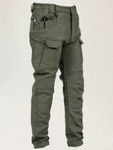 Men's Winter Soft Shell Fleece - Lined Charging Pants - Windproof, Waterproof & Thickened For Outdoor & Mountaineering - 03 - View 1