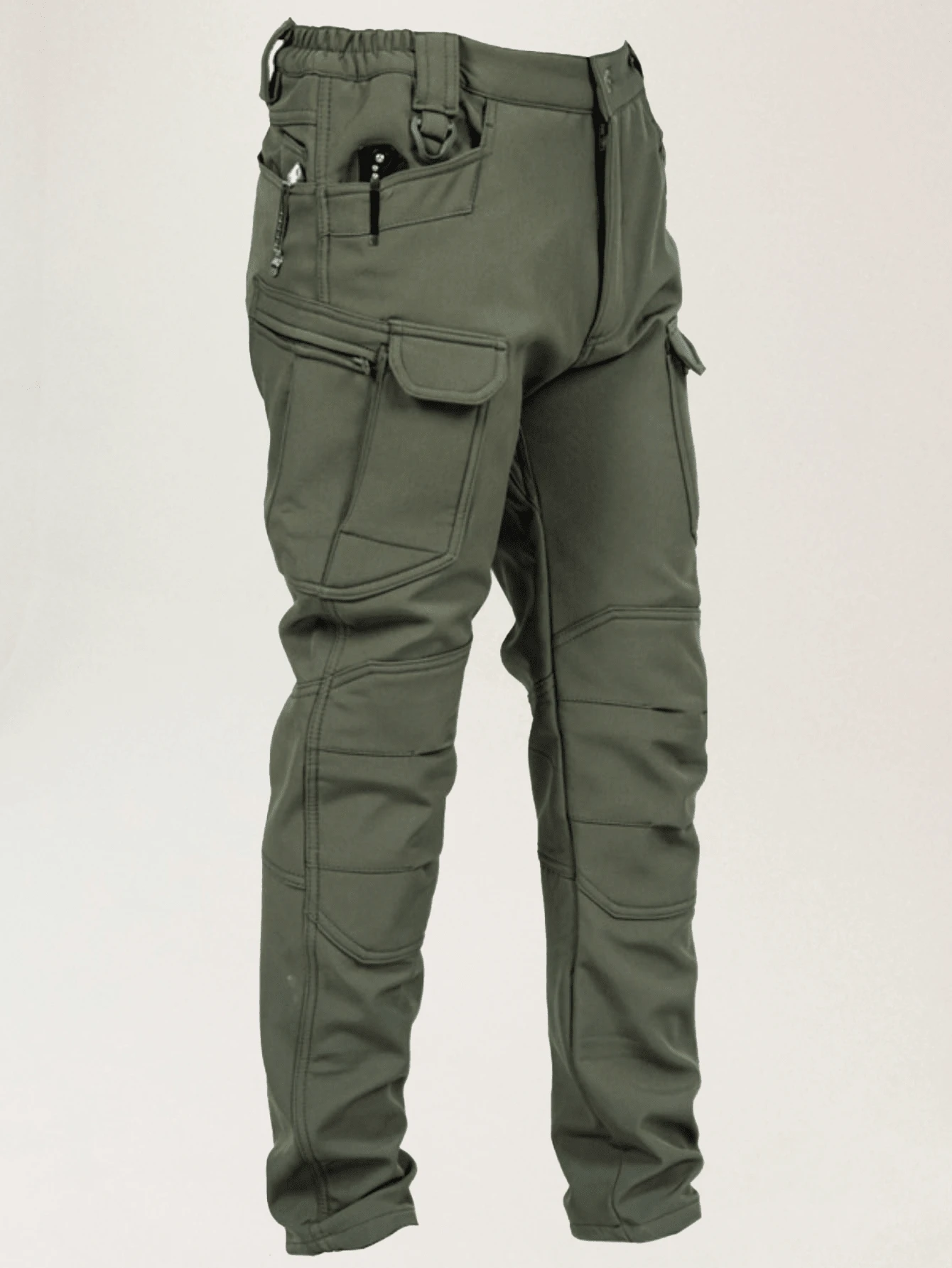 Men's Winter Soft Shell Fleece - Lined Charging Pants - Windproof, Waterproof & Thickened For Outdoor & Mountaineering - 03 - View 1