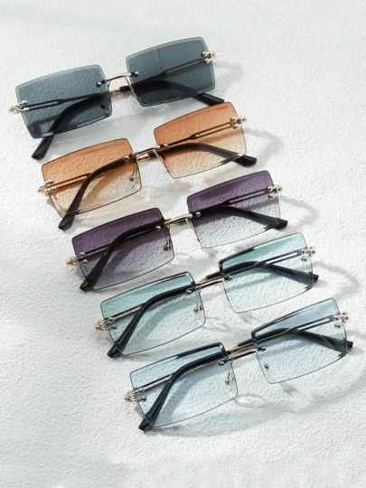 Juego de 5 gafas de moda clásicas pequeñas y cuadradas de metal para hombre, accesorios para vacaciones de verano en la playa, actividades al aire libre y viajes