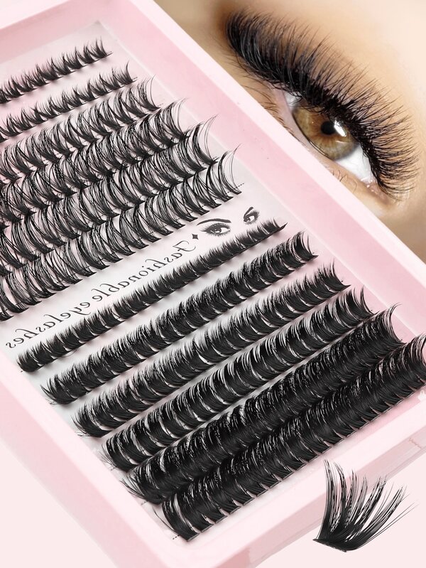 240pcs Fluffy C/DD Curl Cluster False Eyelashes, 40D-80D Natural & Soft DIY Super Capacity Cluster Fake Lashes, 8-18mm Mixed Size Segmented False Eyelashes, Thick & Soft Lashes, Perfect For Commercial Shooting, Recommended By Professional Makeup Artists For Christmas, Halloween, Thanksgiving