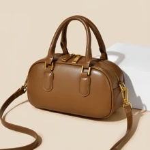 Handbag Fashion Simple Bowling Bag Hundreds Of Women's Shoulder Bags Hundreds Of Crossbody Bags - Brown - View 4