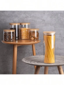 玻璃密封罐，圆形厨房食品储存容器，带夹盖，微波炉和冰箱，适用于香料、谷物、茶 - 方便取用，厨房储物罐玻璃管适用于厨房，方便储存和整理 - 彩色 - 查看 8