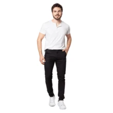 Calça esporte Fino Masculina Social Elegante Bolso faca Embutido  Todos    Skinny    Botão  Zíper - Preto - Visão 5
