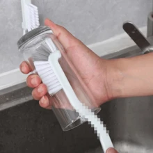 Kitchen Universal Cleaning Brush! Double Design With Right Angle And Elbow, Easily Handle Stubborn Stains On Wall Breaking Machines, Crabs, And Cup Bottoms!