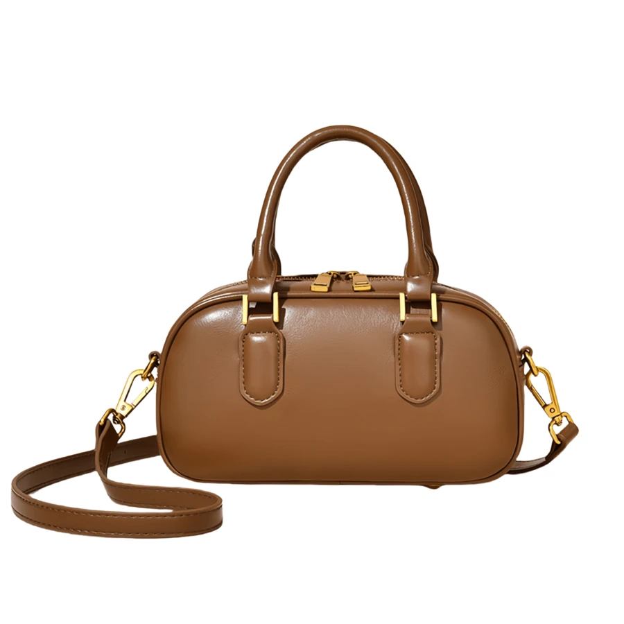 Handbag Fashion Simple Bowling Bag Hundreds Of Women's Shoulder Bags Hundreds Of Crossbody Bags - Brown - View 1