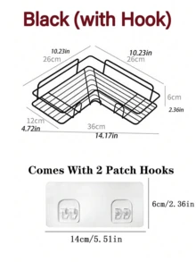 1 个壁挂式转角浴室架，无需钻孔三角形金属储物架，适用于浴室、厨房、卧室 - 多用途储物架，无木质材料，无需电力，浴室配件、厨房配件、万圣节装饰、圣诞节礼物、返校用品、家居装饰、大学宿舍必需品
