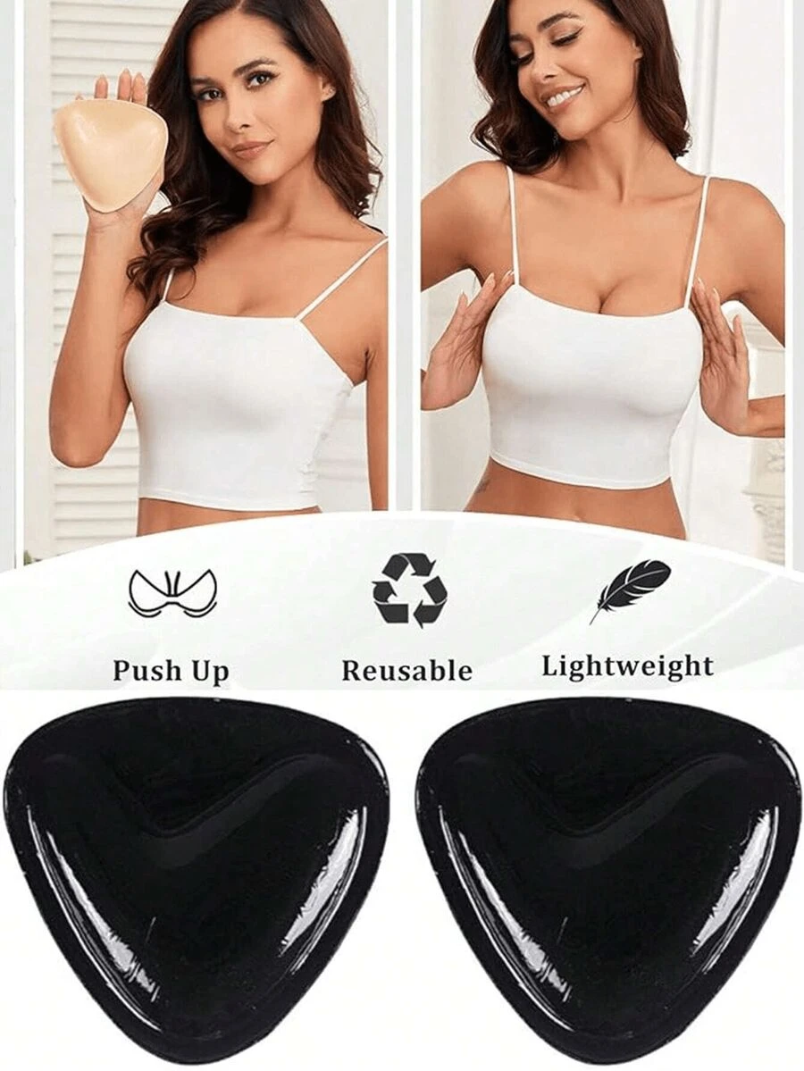 Breathable Silicone Triangle Thickened Bra, Strapless Bra, Adhesive Bra, Thick Pasties, Enhances Small Busts, Suitable For Daily Wear - Yellow - View 1