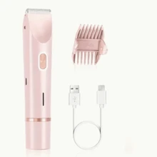 Two-In-One Electric Shaver For Women -Wet And Dry Hair Remover, Suitable For Face,Eyebrows, Legs And Armpits -Portablebikini Trimmer, Dual-Head Design,Rechargeable USB Charging, Stainless Steelblade, Gentle And Effective Shaving