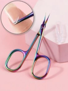 Forbici per cuticole in acciaio inossidabile con punta curva di precisione - Confezione da 1 paio di forbici per unghie ambidestre, inodori, con impugnatura antiscivolo per manicure e pedicure, forbici per cuticole in stile russo per pre-trattamento, forbici per unghie a punta, forbici da bellezza con lama a quattro lati, ideali per vacanze, spiaggia, set da viaggio, forniture per unghie, strumenti per unghie, strumenti per arte di unghie, rientro a scuola, unghie, strumenti per unghie finte