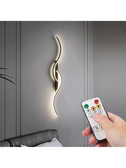 1pc Charging LED Wand Lamp, Adjustable Temperature Brightness, Dimmable Remote Control, 60/80cm Long Strip, Zwart Aluminum Material, Easy To Install Bedroom Kitchen Corridor Staircase Villa Restaurant view 2