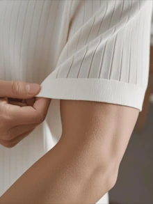 Men's Solid Color Rib-Knit Short Sleeve Casual Sweater, Summer - White - View 4