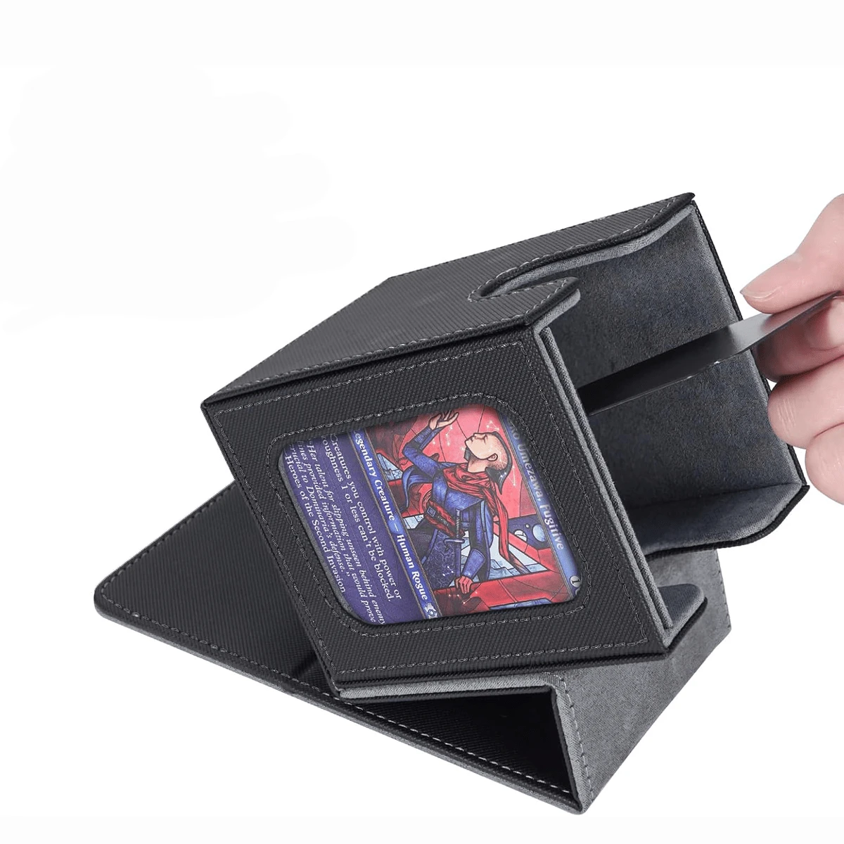 MTG Deck Box With Commander Window Display Leather Deck Case, Holds 100 Double Sleeved TCG Cards - Multicolor - View 1