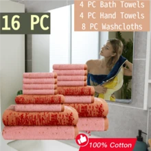 SEMAXE 浴室浴巾套装，包含 4 条浴巾、4 条手巾和 8 条毛巾，浴巾 [140x70cm]、手巾 [70x40cm]、毛巾 [33x33cm]，经 OEKO-TEX® 认证，550GSM 赛络纺精梳毛巾，适用于水疗中心/酒店/健身房，豪华机织纺织品，带挂环，礼品包装