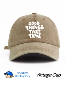 1 件 GOOD THINGS TAKES TIME 印花水洗棒球帽，经典时尚柔软吸汗带可调节尺寸轻质防晒多功能经典帽，适合户外运动足球比赛日常穿着派对度假送给朋友和家人的完美礼物
