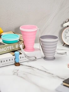 Vaso plegable de silicona de 172 g con clip de mosquetón - portátil, multicolor, vaso plegable para bebidas para camping y actividades al aire libre, ahorro de espacio - Multicolor - Ver 2