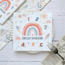 40 قطعة من مناديل الورق بشعار "أخيرًا المدرسة" مناسب لموسم العودة للمدارس، حفلة التخرج، وليمة الفندق، حفلة الشاي، حفلة الربيع، لوازم الزفاف