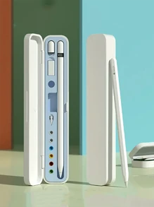 1 pezzo Scatola portaoggetti compatibile con Apple Pencil 1/2 con coperchio, custodia per la punta, adattatore (penna e accessori non inclusi)