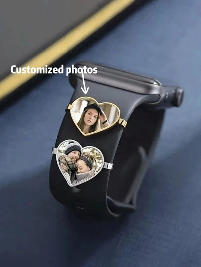 [One Piece Custom] Personalized Sublimation Heart-Shaped Watch Decoration Personalized Photo Watch Jewelry Pendant Crafts, Watch Charm, Anniversary Gift, Wedding Gift