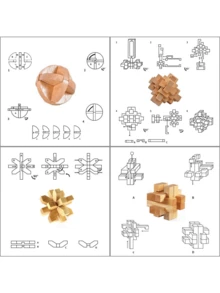 1 件木制玩具孔明锁鲁班锁成人减压烧脑动脑全智力开发解谜游戏,办公桌面玩具,金属拼图,智商拼图,锁拼图,拼图,木制拼图,木制玩具 - 彩色 - 查看 9