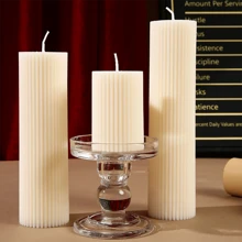1pc, White Cylindrical Candle, Creative Design Ornament, Suitable For Home Decoration, Room Lighting, Wedding Candles, Etc., Atmosphere, Souvenirs, Holiday Gifts, Etc