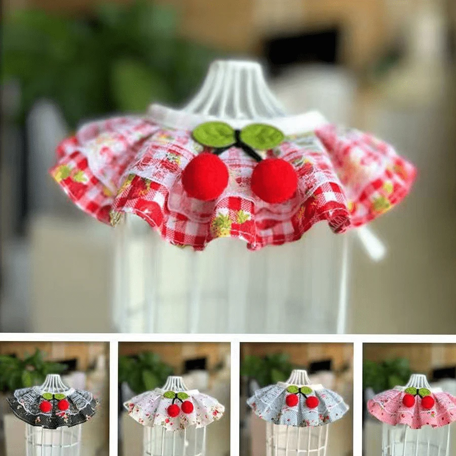 1pc Fresh Rural Style Pet Scarf, Puppy Cat, Little Teddy Bear, Dog Drool Bib, Bib, Neck Accessory - Red - View 1