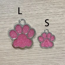 1个个性化可爱动物爪印宠物铭牌，可刻上您的电话号码和宠物名字，可用作狗牌、猫牌、定制宠物铭牌，适用于户外宠物活动，可挂在猫狗项圈上，宠物吊坠，营造度假氛围，户外生活 - 粉色 - 查看 8