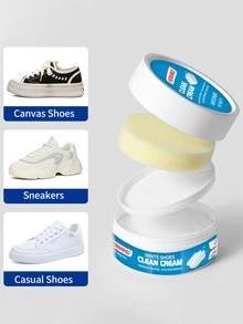 1 件小白鞋清洁膏（5.64 盎司）鞋油强力去污家用黄变白清洁膏适用于帆布鞋、运动鞋、休闲鞋等，强力清洁增白鞋子