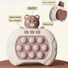 全新原装快推游戏机一套，布朗熊爆烦人泡泡，电子热门游戏，4种模式，耐光抗压玩具，成人及青少年礼盒装（部分配件款式颜色随机），圣诞礼物，卡通打地鼠热门玩具，复活节派对玩具及礼品 - 棕色 - 查看 11