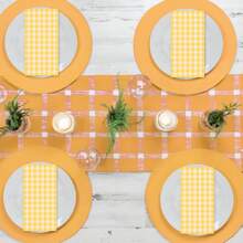20pcs Yellow Checkered Disposable Paper Napkins, Checkered Yellow & White, Suitable For Picnics, Easter, BBQ, Birthday, Wedding Parties, Birthday Party Decorations And Birthday Tableware