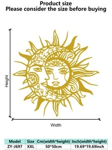 1pc Metal Sun And Moon Themed Wall Art Decor, Iron Crafted Home, Restaurant Decoration, Perfect Accent For Christmas, Personalized Farmhouse, Patio, Porch, Unique Gift Idea For Him/Her, Boyfriend/Girlfriend, Dad, Mom, Family, Friends, Valentine's Day, Children's Day, Father's Day, Graduation, Wedding, Housewarming, Living Room, Bedroom, Office, Family Dinner Gifts Birthday