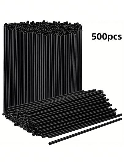 Black Disposable Plastic Straws - 13*0.4cm, For Cocktails, Beverages, Coffee And Milk - Very Suitable For Parties, Home Use And Outdoor Activities. Reusable Plastic Cups With Lids And Straws. Back To School