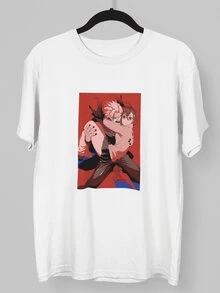 DANDADAN Camiseta Unisex Momo y Okarun, Ropa Anime - Blanco - Ver 2