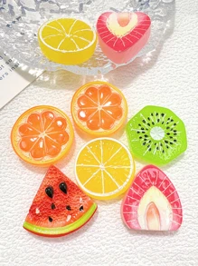 10/30 peças Assortimento Aleatório de Clipes de Cabelo, Faixas de Cabelo, Chaveiros, Acessórios e Materiais Decorativos em Resina com Fatias de Frutas de Verão Realistas