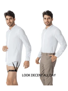 2 pezzi di ferma-camicia formali da uomo, reggicalze elastici e regolabili, ferma-camicia con clip antiscivolo che non lasciano pieghe, nero, mantiene la camicia ordinata e in posizione