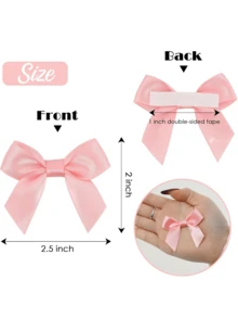 10/20/50pcs Self-Adhesive Satin Ribbon Bows - Perfect For Rustic Crafts And Gifts | Classic Polyester Satin Ribbon Bows, Suitable For Holiday Home And Wedding Decor, Party Favors, Gift Wrapping - Pink (adhesive) - View 2