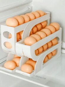 1pc Light Transparent 3/4-Tier Sliding Egg Dispenser, Automatic Rolling Shatterproof Holder For Fridge & Countertop, Easy-Clean, Washable, Industrial Food Supply Equipment,Space-Saving Refrigerator Side Door Storage Rack For Kitchen Organization,Egg Storage Box - Multicolor - View 5