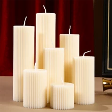 1pc, White Cylindrical Candle, Creative Design Ornament, Suitable For Home Decoration, Room Lighting, Wedding Candles, Etc., Atmosphere, Souvenirs, Holiday Gifts, Etc