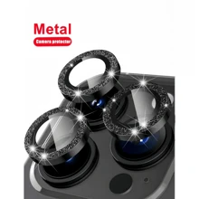 Shiny Lens Film Is Suitable For IPhone 15pro/14plus/13/12/11 Pro Max/Mini IPhone 16 Max /16e/14 Pro Max Accessories, With Metal Ring Protective Case; Camera Lens Cover, High-Definition Tempered Glass, Easy To Install Gift For Birthday, Family, Friends Sparkling Crystal, Lens Protector, Phone Accessories