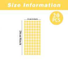 20pcs Yellow Checkered Disposable Paper Napkins, Checkered Yellow & White, Suitable For Picnics, Easter, BBQ, Birthday, Wedding Parties, Birthday Party Decorations And Birthday Tableware
