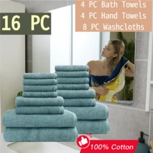 SEMAXE 浴室浴巾套装，包含 4 条浴巾、4 条手巾和 8 条毛巾，浴巾 [140x70cm]、手巾 [70x40cm]、毛巾 [33x33cm]，经 OEKO-TEX® 认证，550GSM 赛络纺精梳毛巾，适用于水疗中心/酒店/健身房，豪华机织纺织品，带挂环，礼品包装