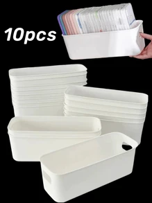 Bath Storage Storageegg Storage Drawer Boxtissue Storage Box Storage White Stackable Storage Box With Handle-Multifunctional, Lightweight Plastic Storage Box For Bathroom Necessities, Snacks, Underwear And Crafts Bathroom Organizer Bathroom Decor Summer
