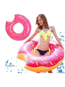 1 Stück Schwimmring, Sommer Schwimmreifen und Pool, aufblasbarer runder Schwimmring, tragbarer Donut Schwimmring für Outdoor-Partys und Strand, Strandutensilien, Strandaccessoires
