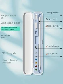 1 pezzo Scatola portaoggetti compatibile con Apple Pencil 1/2 con coperchio, custodia per la punta, adattatore (penna e accessori non inclusi)