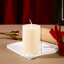 1pc, White Cylindrical Candle, Creative Design Ornament, Suitable For Home Decoration, Room Lighting, Wedding Candles, Etc., Atmosphere, Souvenirs, Holiday Gifts, Etc