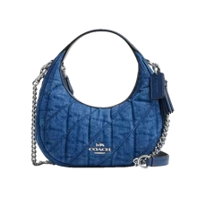 Coach Bolso de mano de lona azul vaquero para mujer, bandolera con correa desmontable