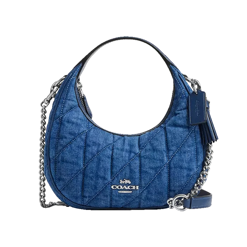 Coach Bolso de mano de lona azul vaquero para mujer, bandolera con correa desmontable